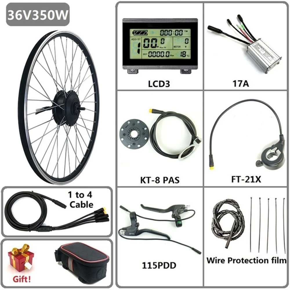 

SDYITN 36V/48V 350W Electric Bicycle Conversion Kit with 16-29 inch 700C Rear Cassette Hub Motor Wheel Whole waterproof Plug