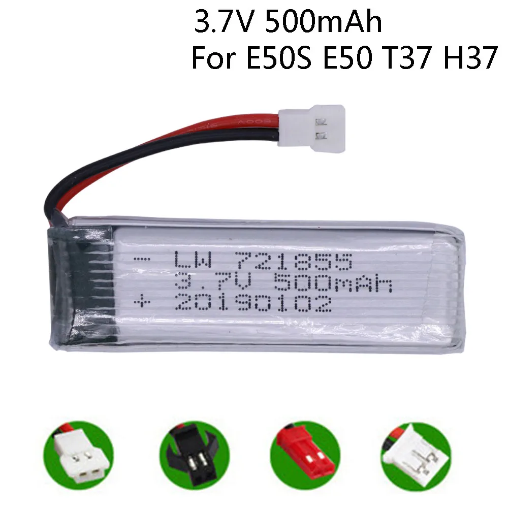 Литий-полимерный аккумулятор 3,7 в, 500 мАч для E50S, E50, T37, H37H07, запчасти для вертолетов и дронов Wltoys, V930, V977, V988, разъем XH2.54/JST/PH2.0/SM Литий-полимерный аккумулятор 3,7 в, 500 мАч для E50S, E50, T37, H37H07, запчасти для вертолетов и дронов Wltoys, V930, V977, V988, разъем XH2.54/JST/PH2.0/SM