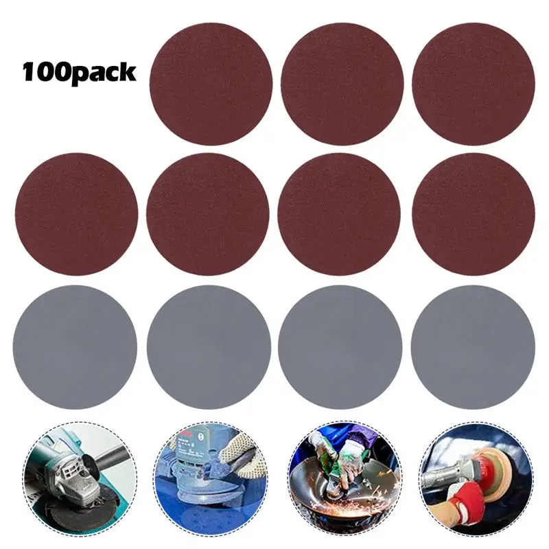 

100 PCS Sanding Disc 3 Inch 75mm Round Sand Paper 80/100/180/240/600/800/1000/1200/2000/3000 Grits Sandpaper