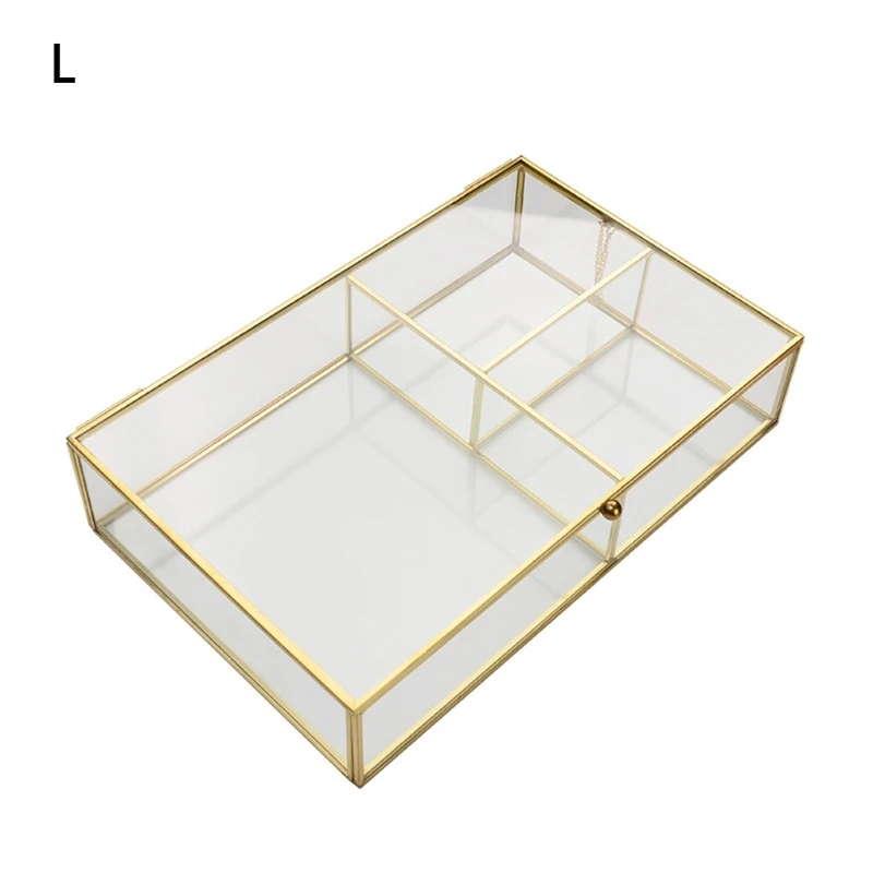 

Geometric Clear Glass Jewelry Box Jewelry Organizer Holder Tabletop Succulent