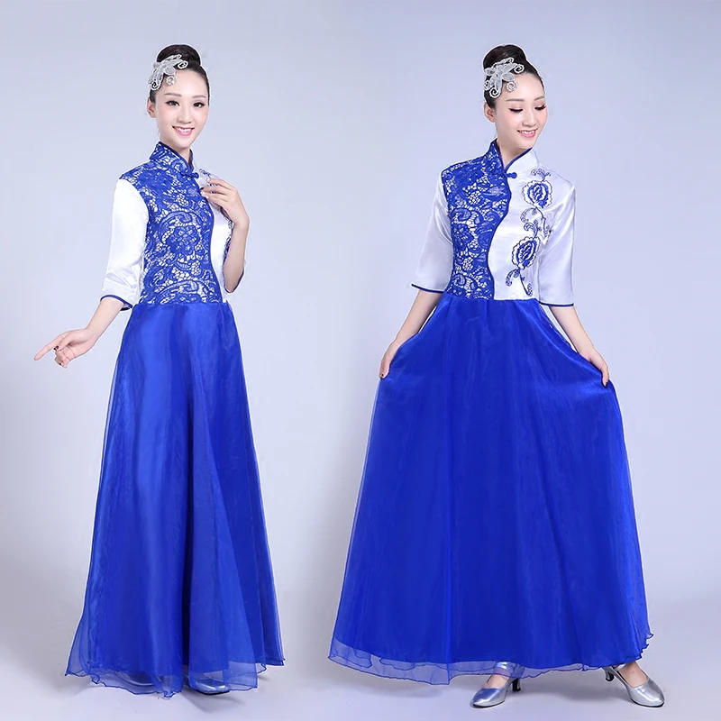 Новый костюм для хора взрослых Китайская народная музыка Guzheng erhu представление