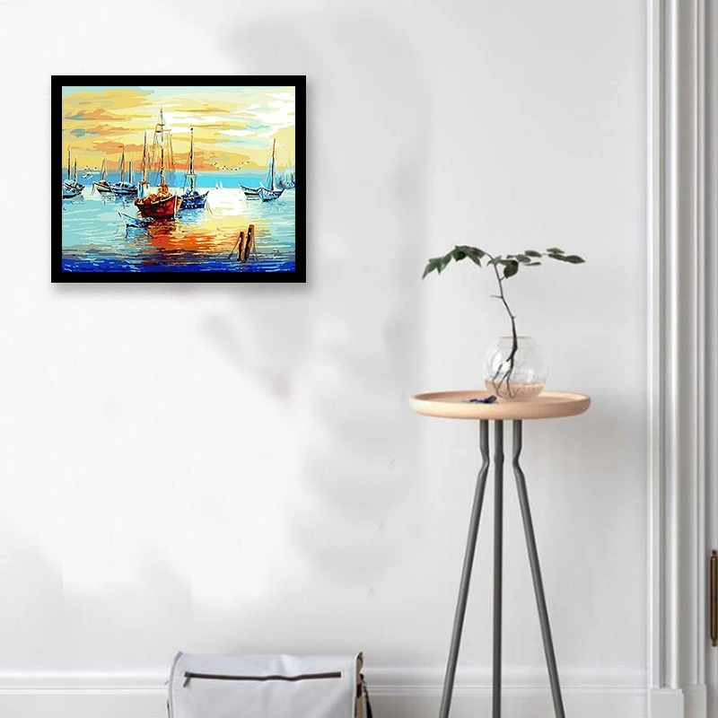 Paint By Numbers Diy Acrylic Painting Kit for Kids &amp Adults Beginner - 16X20 Inch Boat (Without Frame) | Дом и сад
