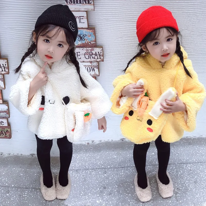 Осенне-зимнее пальто для маленьких девочек Новинка 2019 года милый кролик из