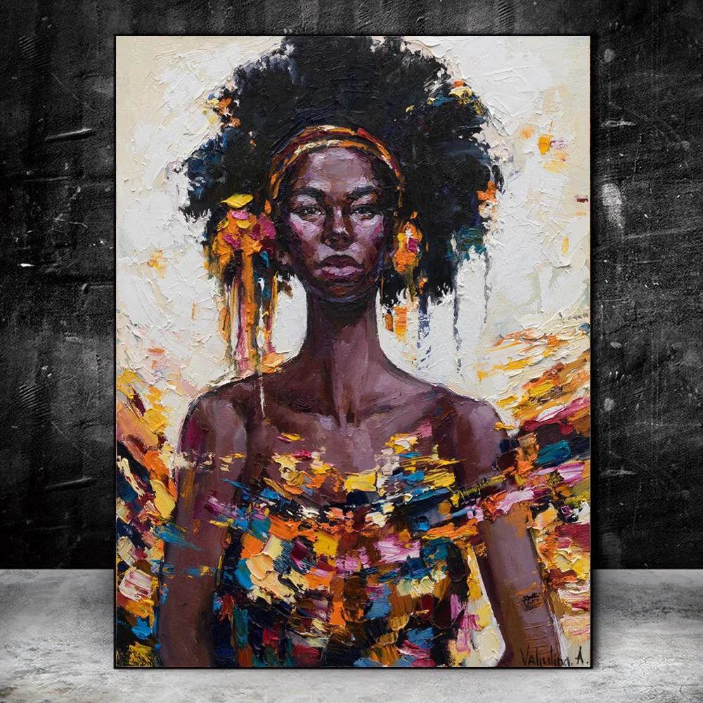 Картины маслом для африканских женщин, печать на холсте, художественные принты, черная девушка, поп-арт, картины на холсте, художественные к...