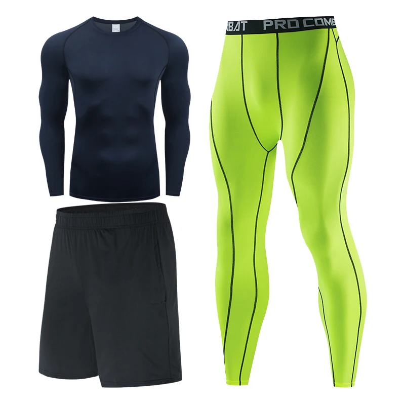 

2021 Brand Men Sportswear Compression Navy Suits Quick Dry Running Sets Clothes Sports Joggers Training Gym Fitness Tracksuits