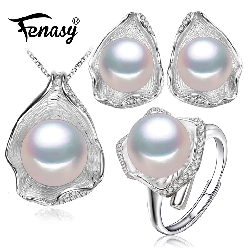 FENASY 925 пробы серебряные пресноводные жемчужные Ювелирные наборы для женщин Boho Shell