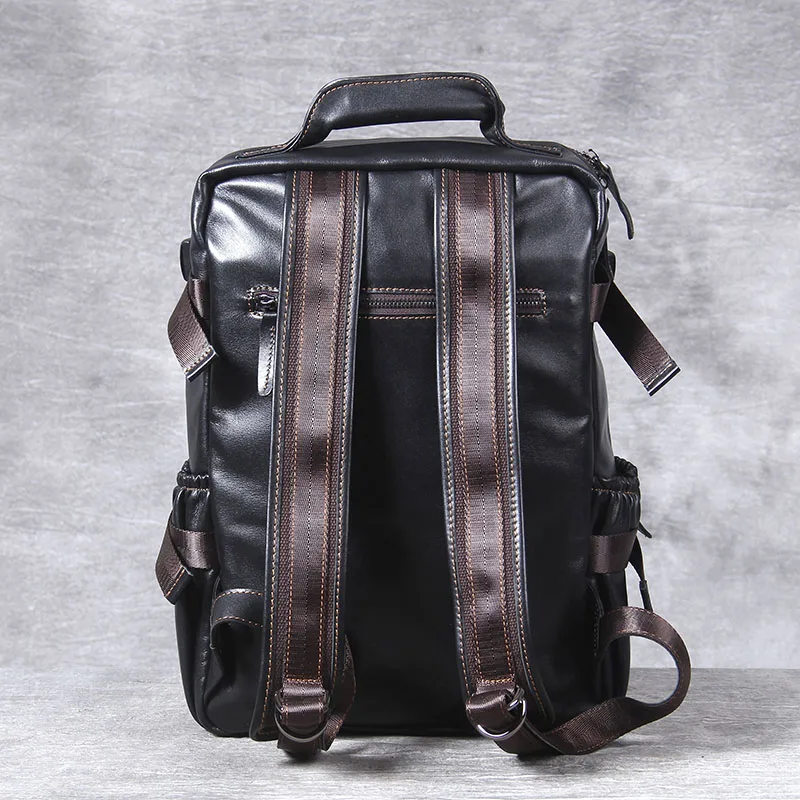 Рюкзак из натуральной воловьей кожи мужской брендовый дизайнерский школьный