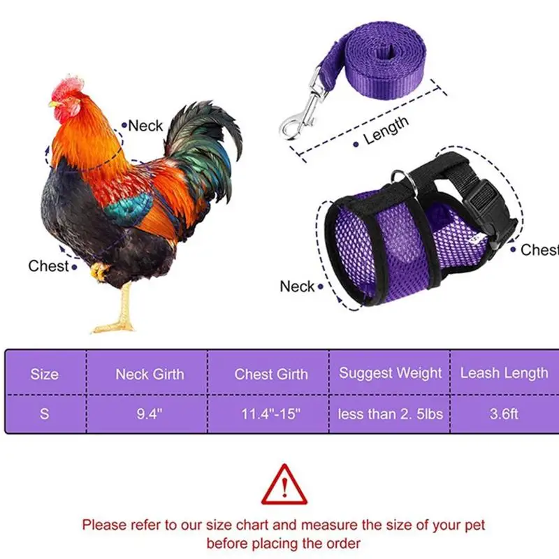 

Chicken Harness Breathable Hen Pet Vest Comfortable Leash Chicken Training Harness for Chicken Duck Farm Animals