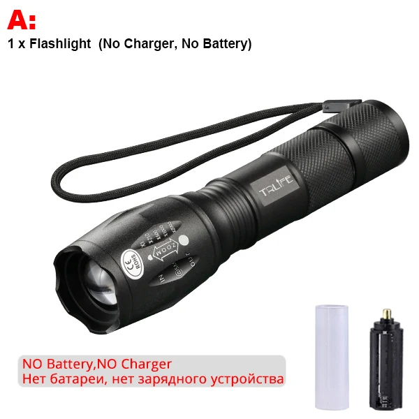 Package A Светодиодный фонарь V6 T6 L2, тактический фонарь, ультра яркий, 200 м, освещение для кемпинга, масштабируемые фонари, 5 режимов использования, аккумулятор 18650 - Испускаемый цвет: Package A