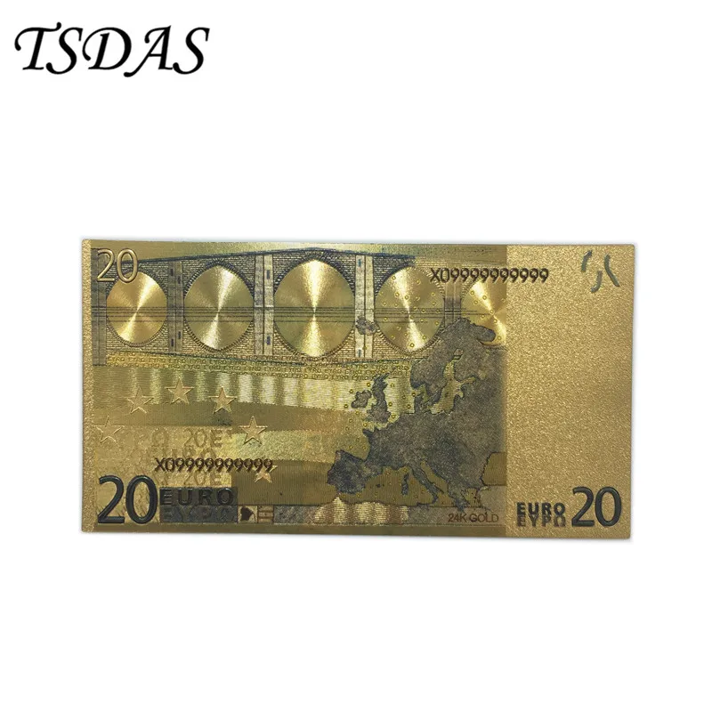 Оптовая продажа позолоченных 20 евро ложных банкнот 100 шт./компл. золотые Банкноты