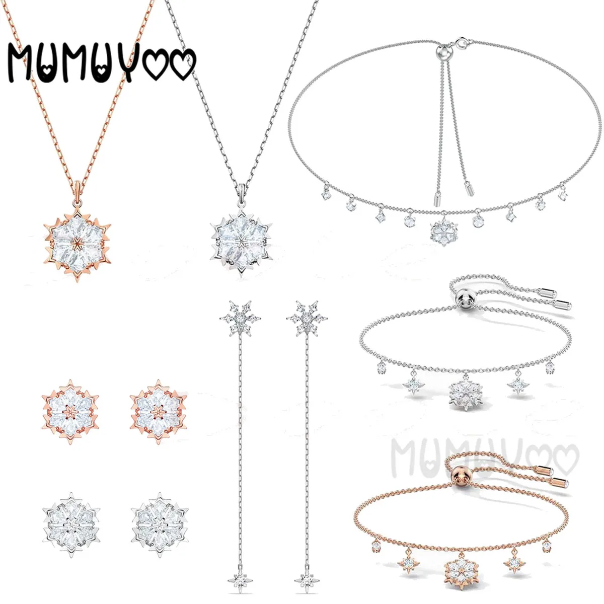 

2020 SWA 1:1 Fashion Jewelry High Quality Glamour Elegant Snowflake Crystal Star Necklace Female Romantic Birthday Gift