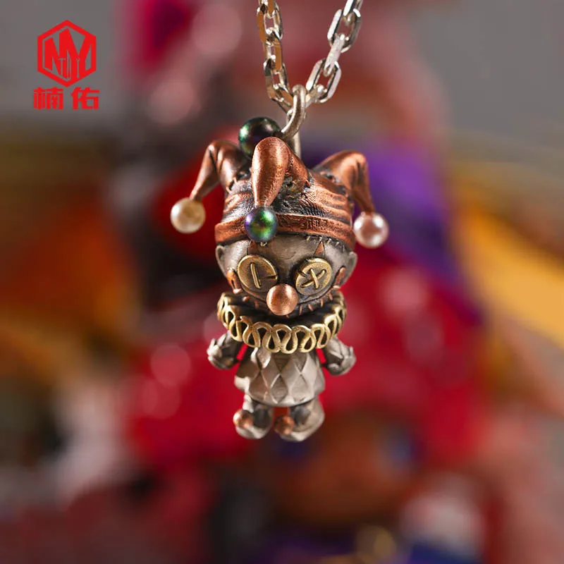 

EDC Necklace Clown Doll 925 Silver Necklace Personality Retro Silver Jewelry Gift Necklace Pendant