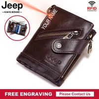 luxury brand men wallet genuine leather zipper coin pocket rfid blocking credit card holder purses male short clutch money bag