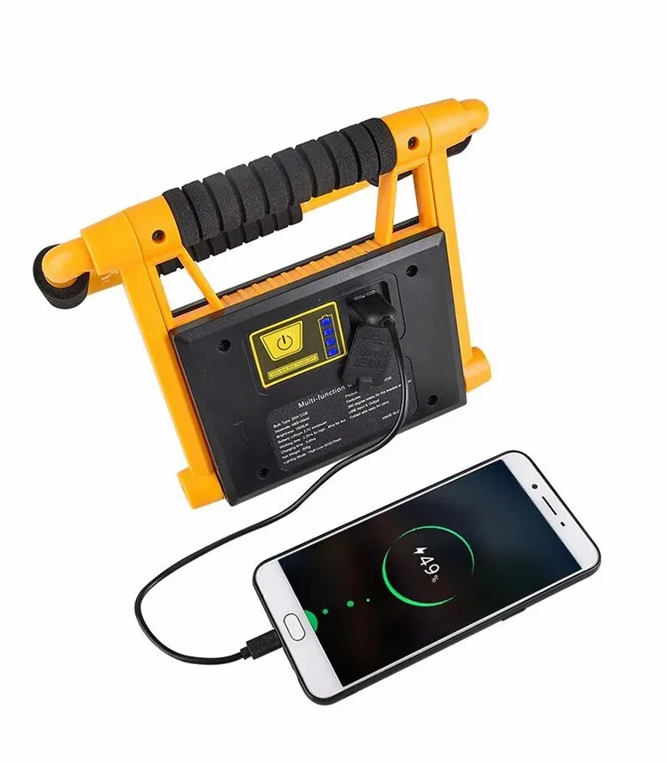 저렴한 D2 휴대용 스포트 라이트 Cob 작업 조명 작업 램프 충전식 손전등 휴대용 방수 캠핑 램프 야외 서치 라이트