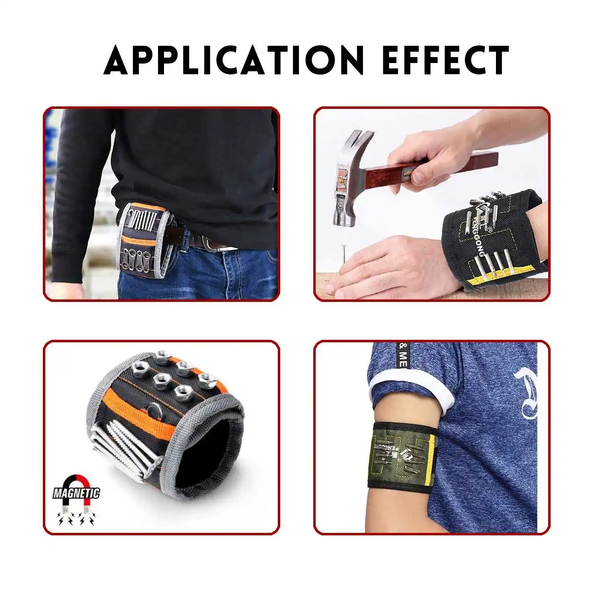 

New Magnetic Wristband Portable Tool Bag Screw Nail Holder Wrist Band Tool Belt Screws Nails Drill Bits Bracelet for Repair Tool