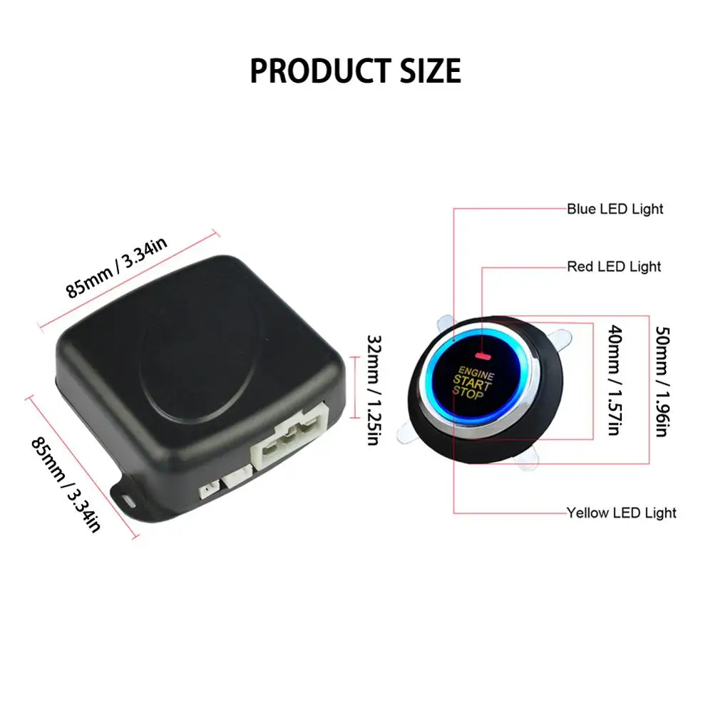 

12V Auto Car Alarm One Start Stop Button Engine Push Button RFID Lock Ignition Switch Keyless Entry Starter Antitheft System