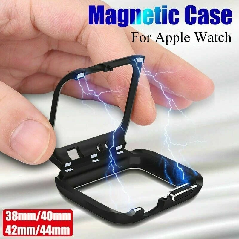 

Магнитный защитный чехол s для Apple Watch Series 5/4/3/2/1, магнитный металлический чехол, бампер, рамка, флип-чехол 44 мм