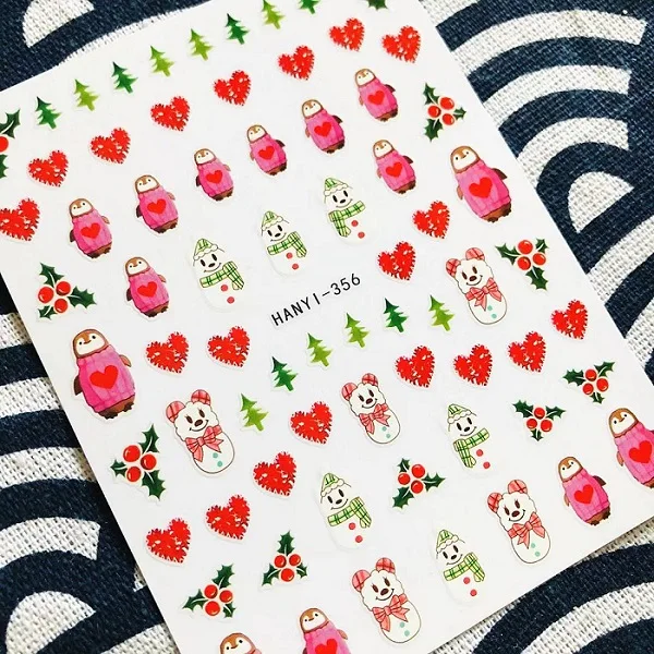 CA серия рождественские кошки Пингвин серия CA-588-589-593 стикеры 3D на ногти nail Art Наклейка шаблон diy Инструменты для ногтей украшения - Цвет: HANYI-356