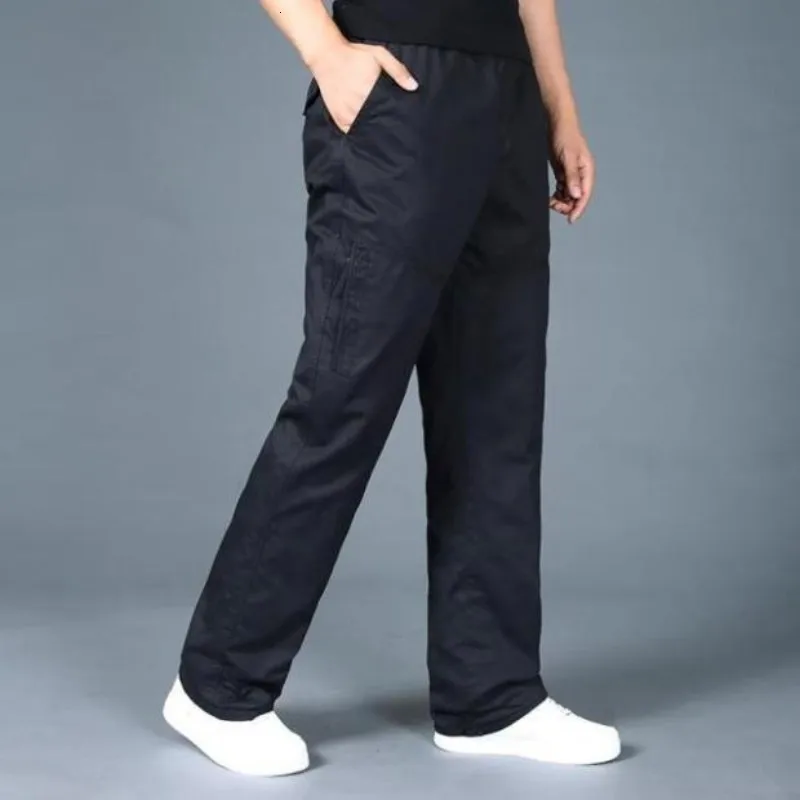 Мужские длинные брюки-карго свободного покроя зимние плотные теплые хлопковые