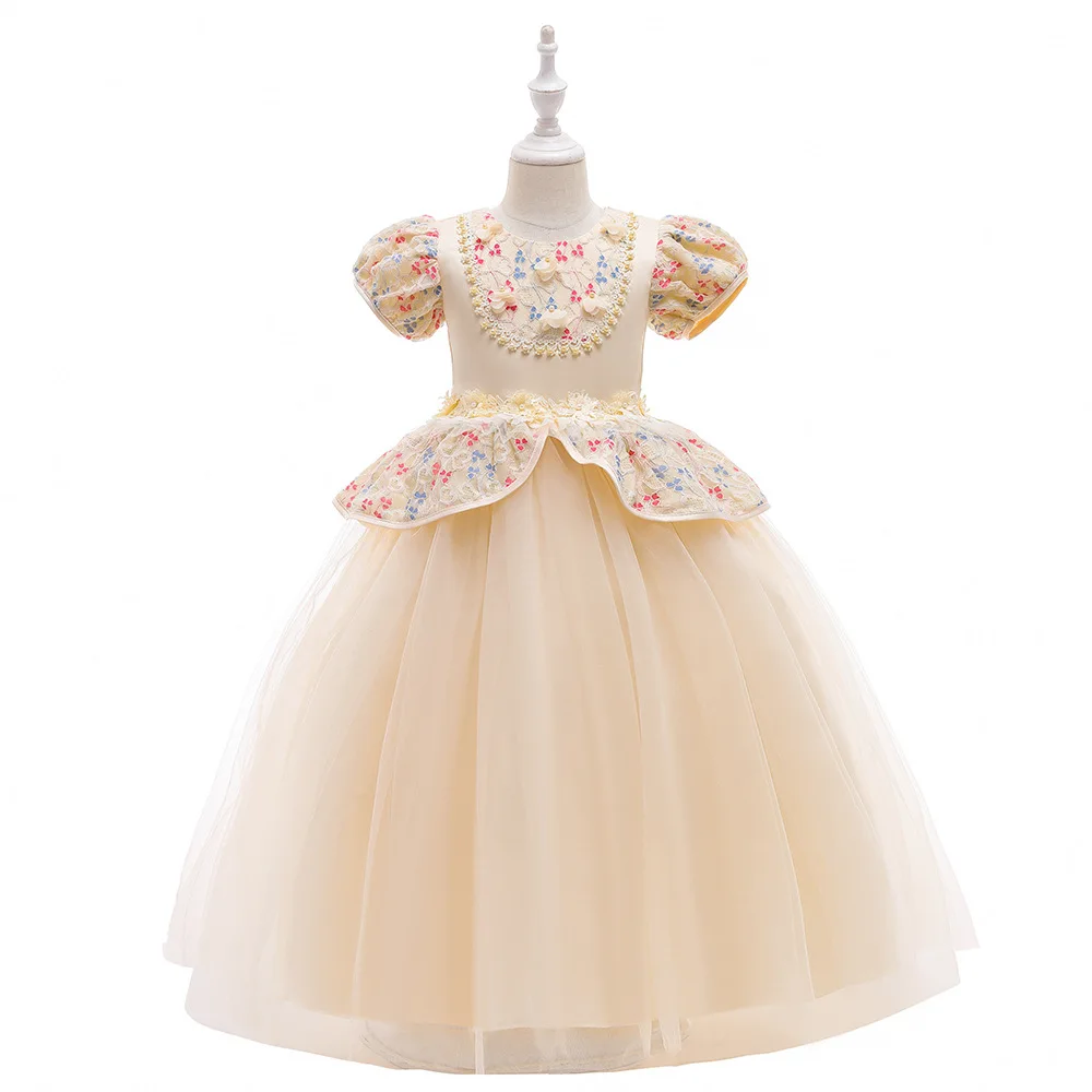 

Girls Dress Summer Puff Sleeve Girls Clothes Princess Kids Dresses For Girls Lace Wedding Party Dress vestidos Children Clothing