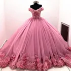 Пышные розовые платья для Quinceanera длинное бальное платье принцессы Золушки Милые 15 лет для девушек вечерняя юбка для выпускного вечера Vestidos De Fiesta