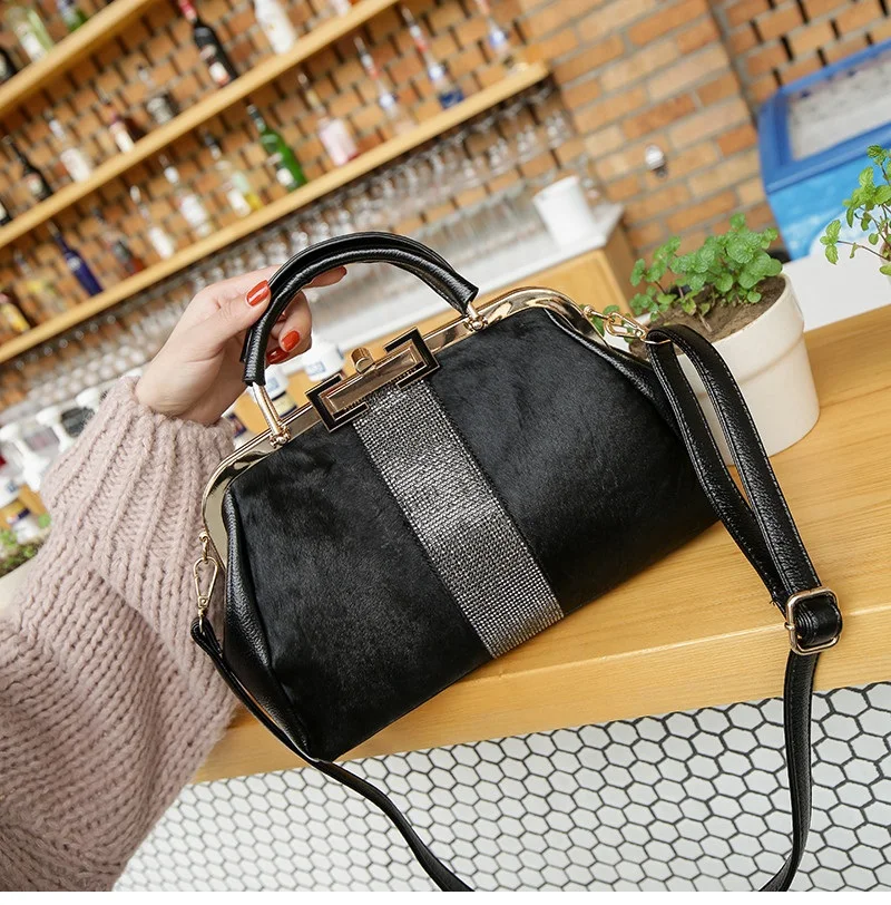 Новая мода pu Ms. Boston сумка через плечо сумка из конского волоса сумка через плечо bolsa