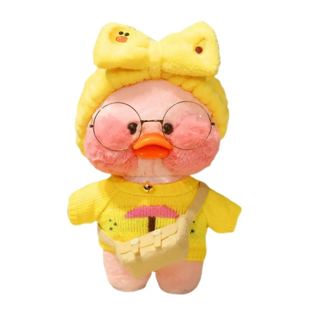 

Утка Мягкая игрушка животное мягкая плюшевая желтая утка игрушка с модным костюмом очки идеально подходит для стола внутреннее украшение д...