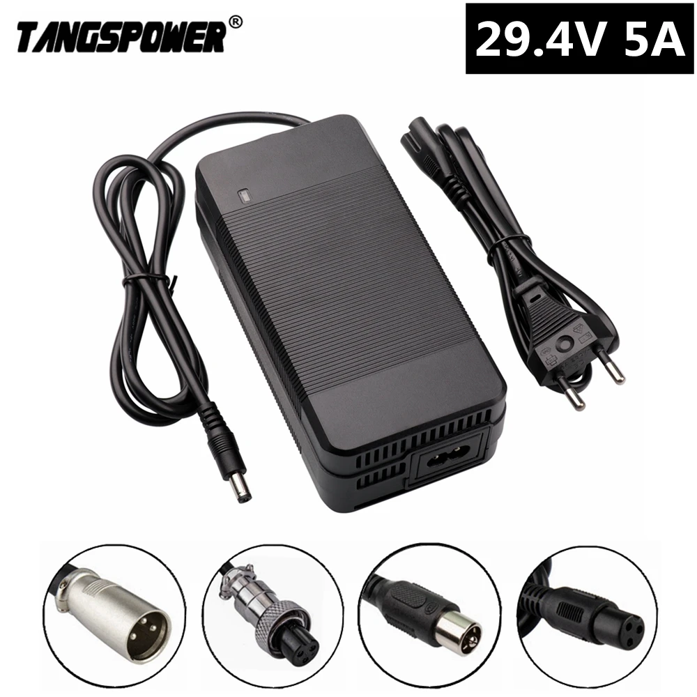 Bateria para Scooter Carregador de Bateria de Lítio Carregador de Bateria de Lítio para 24v Séries Li-ion Elétrico E-bike 29.4v 5a 7