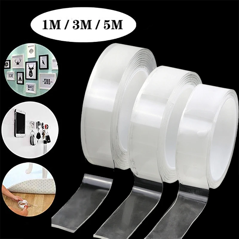 Kitchen Home Organizer 5/3/1M Reusable Double-Sided Adhesive Nano Magic Traceless Tape Sticker Gadget Accessories Tool | Дом и сад