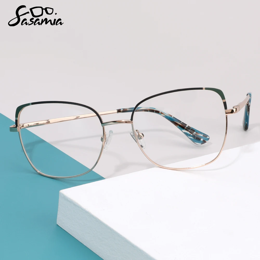 Женская оправа для очков SASAMIA металлическая с цветочными дужками овальная
