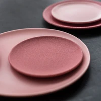 ceramic tableware frosted pink plate western pasta simple style steak hotel restaurant