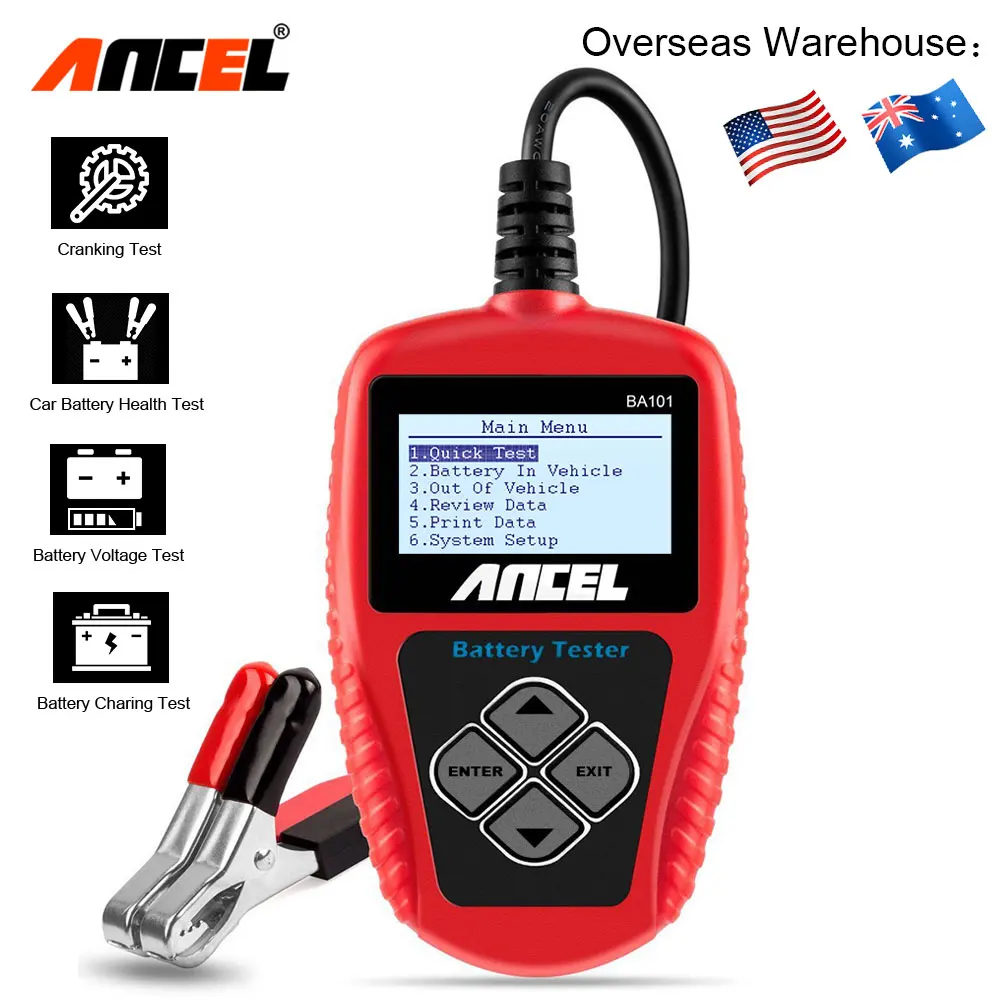 Ancel BA101 OBD 2 Автомобильный Диагностический прибор для проверки заряда батареи 12 В