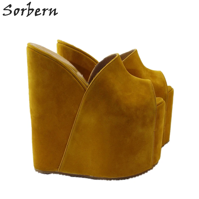 Sorbern/коричневые туфли на танкетке 20 см лодочки платформе с толстым каблуком