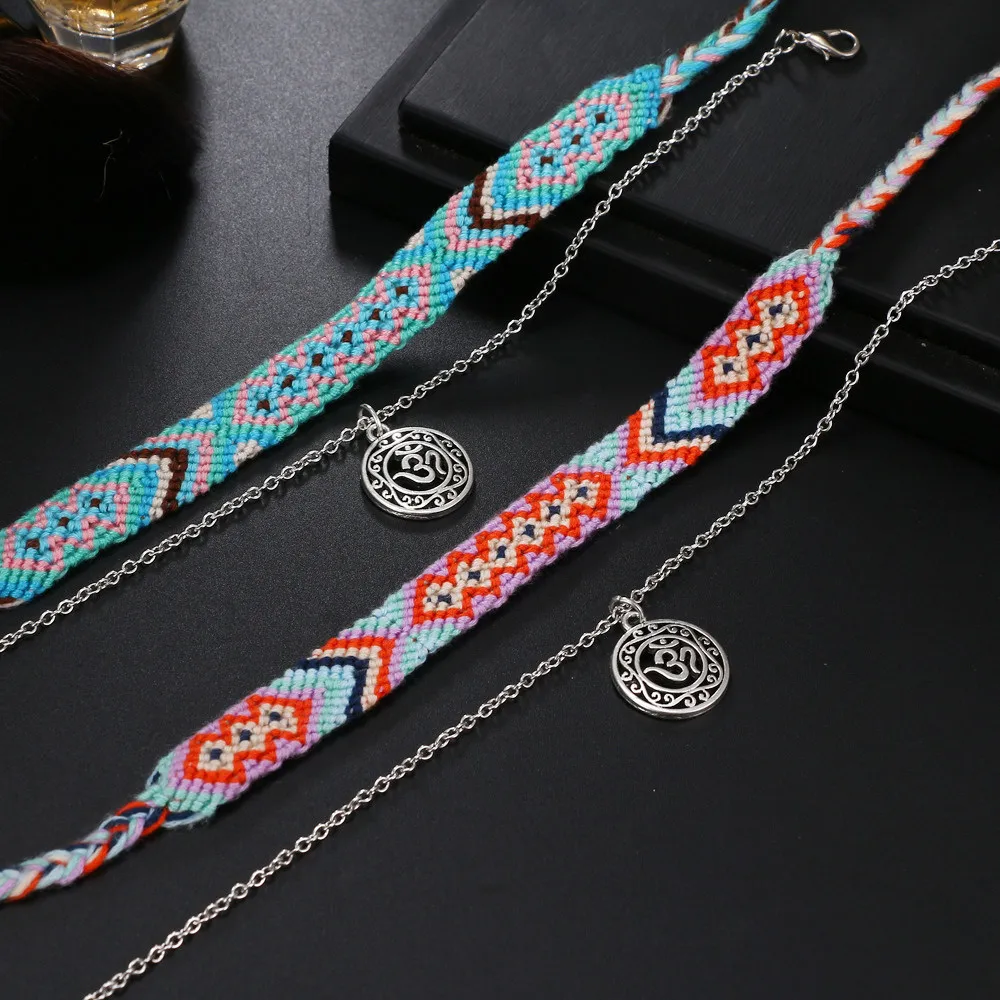 Набор рун для женщин винтажные анклеты OM с рунами волнистые браслеты ручной