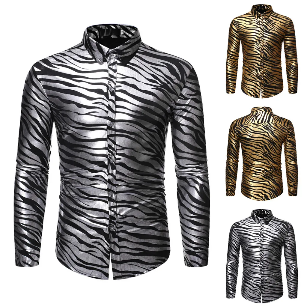 SAGACE Сексуальная мужская модная рубашка с длинными рукавами повседневная