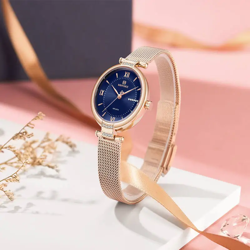 2021 New NAVIFORCE Women’s Watches Business Sport Waterproof With Diamonds Quartz Standard Stainless Steel Ladies Clock Watches