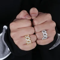 hip hop iced out cuban ring mens prong setting gold silver color jewerly bling cubic zirconia ring charm jewelry