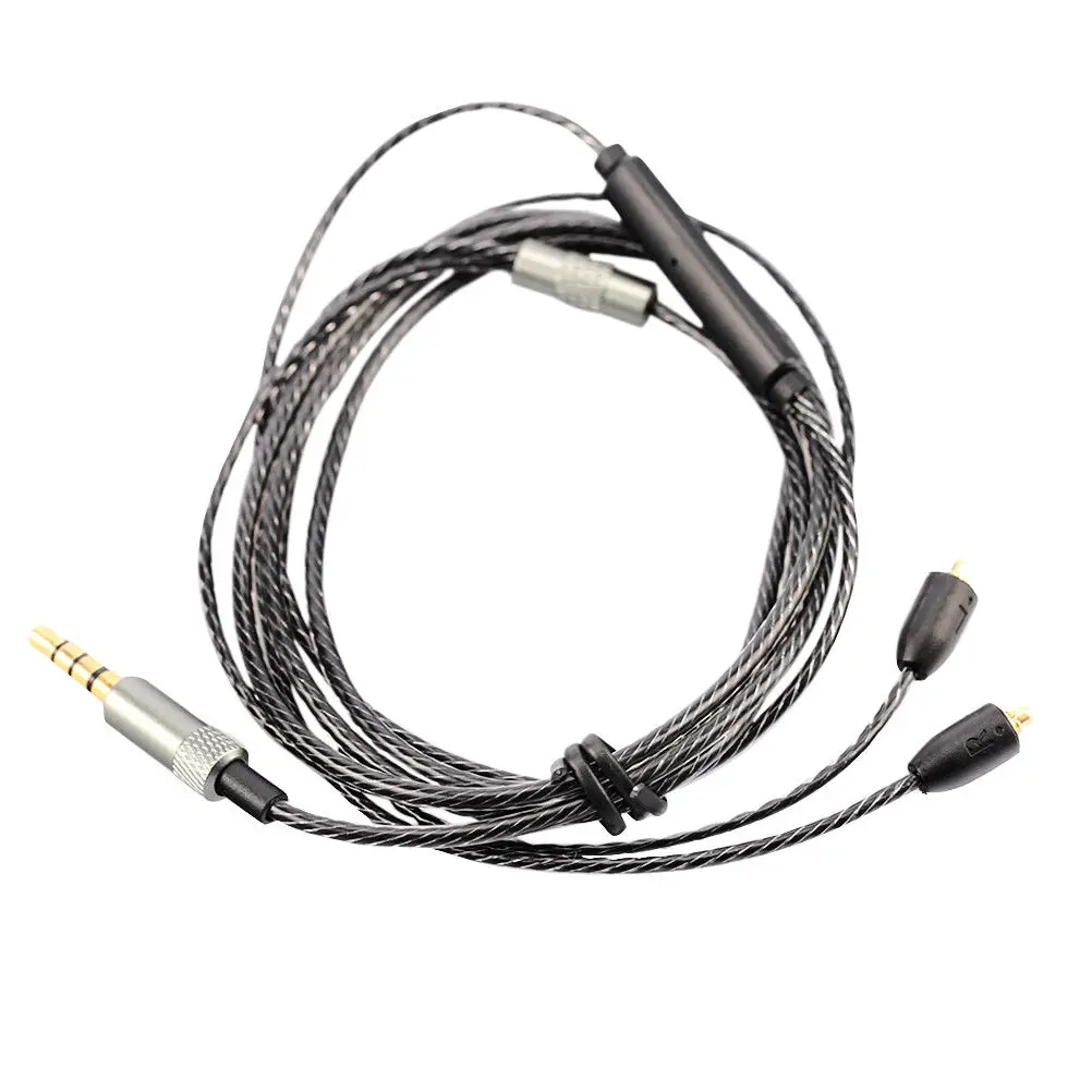 Съемный кабель с микрофоном один кристалл медный провод шнуры для Shure SE215 SE535 SE425