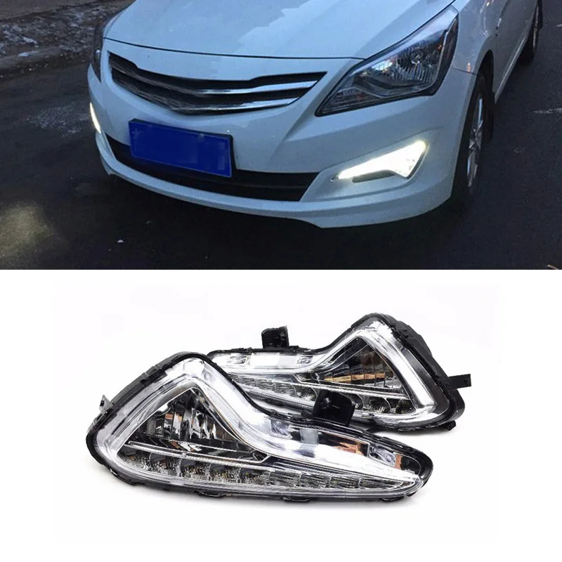 1 пара стайлинга автомобилей светодиодный DRL дневные ходовые огни для Hyundai акцент