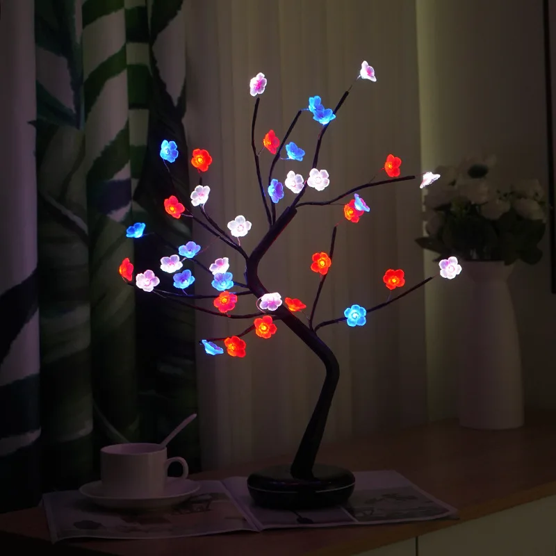 

USB Table Lamp Plum Blossom Pearl Light LED Night Lamp Christmas Gift Creative Table Lamp Bedroom DIY Decoration Home Decoration