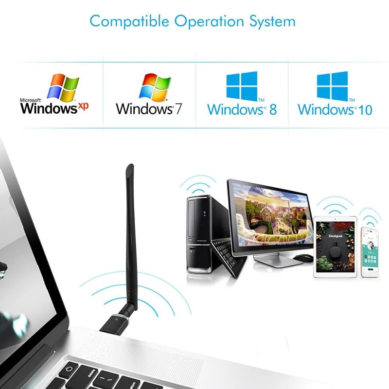 EDUP 1300 Мбит/с RTL8812BU 2 4 ГГц/Wi Fi 5 ГГц Dual Band Беспроводной USB адаптер Wi с 5DBi сильный