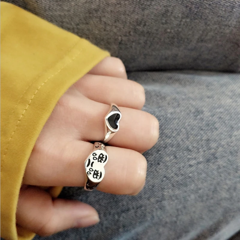 

Vintage Crying Face Adjustable Ring Tears Expression Open Rings Geometric Cute Silver Color Ring Accessories Jewelry for Women