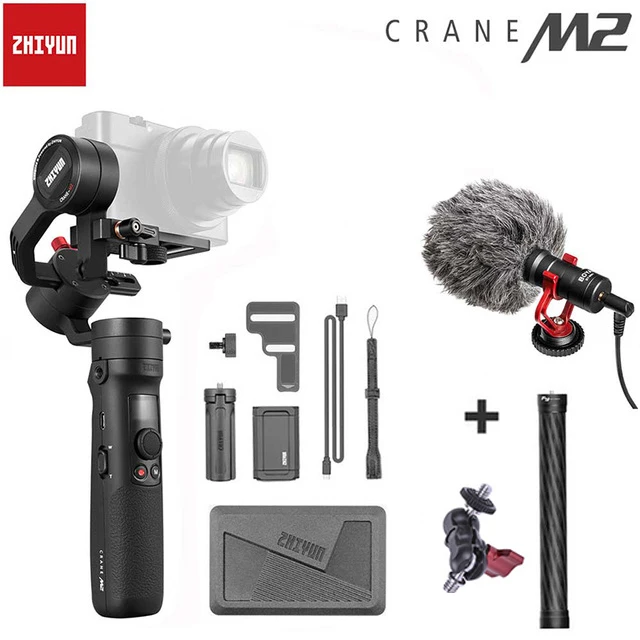 ZHIYUN официальный кран M2 Gimbal для смартфонов беззеркальные экшн компактные камеры Новое поступление 500 г Ручной Стабилизатор - Цвет: add pole Mic bean