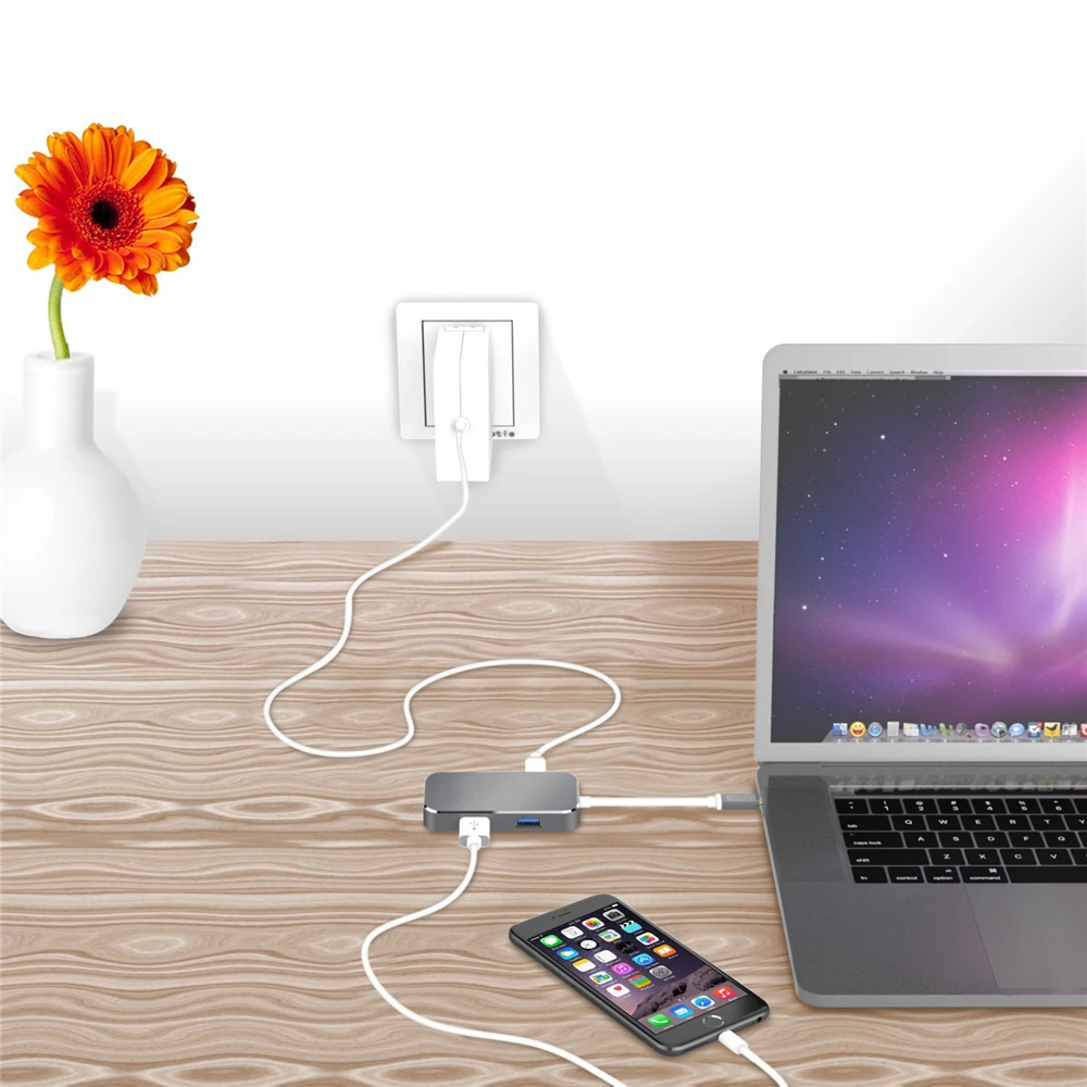 USB Type C HDMI совместимый 3 0 адаптер 4K HD цифровой AV мультипорт для MacBook|Кабели VGA| |
