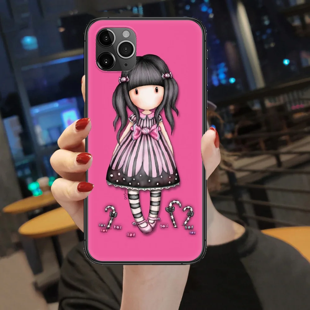 

Santoros cartoon Gorjuss Phone Case Cover Hull For iphone 5 5s se 2 6 6s 7 8 12 mini plus X XS XR 11 PRO MAX black silicone