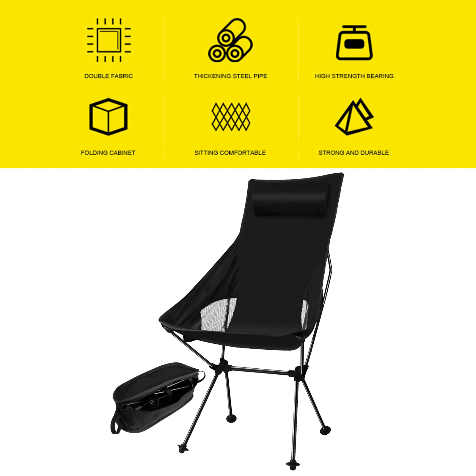 Satılık Yeni Açık Katlanır Sandalye Taşınabilir Ultra Hafif Eğlence Yüksek Geri Tembel Sandalye Kamp Plaj Balıkçılık Alüminyum Alaşım Ay Sandalye