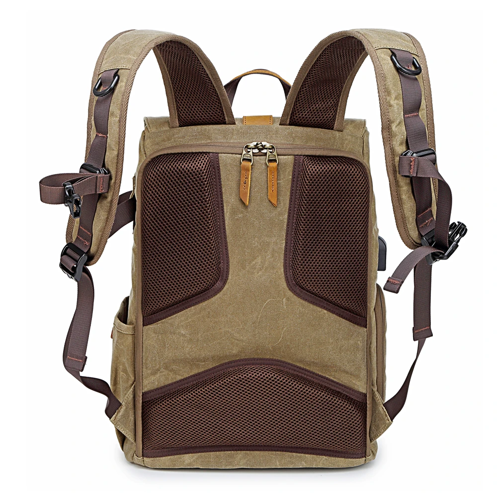 vintage batik canvasleather photo bag outdoor travel roomy backpack padded photography dslr camera case for canonnikonsony free global shipping