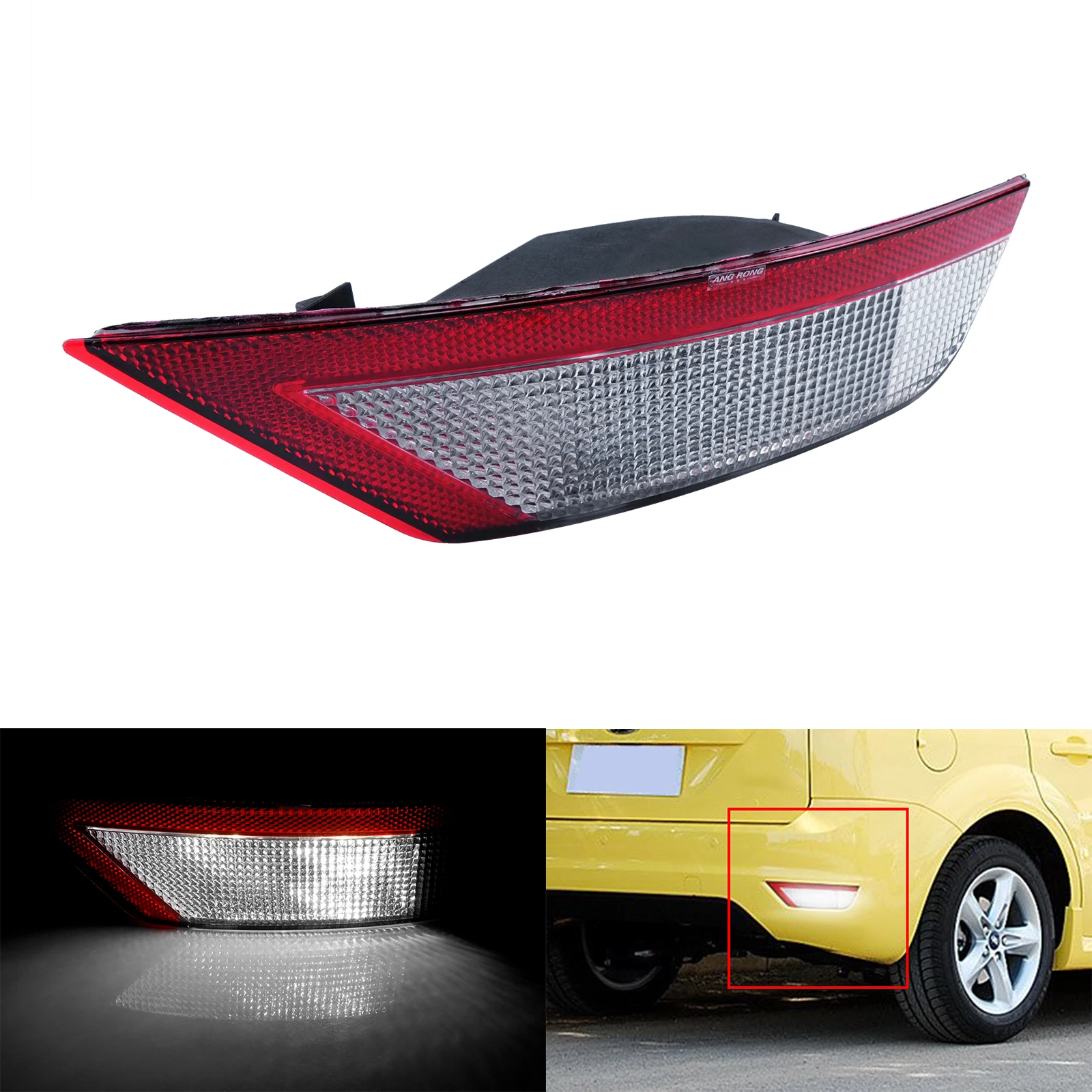 Отражатель заднего бампера ANGRONG фонарь задсветильник хода боковой O/S для Ford Focus MK