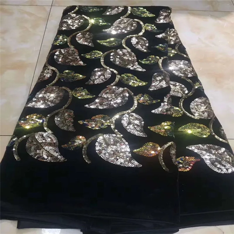 Кружевная ткань с африканскими блестками бархатная фиолетовая кружевная