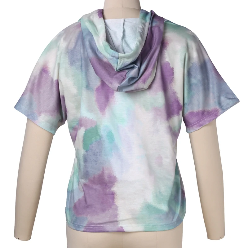 

New Women Tie-Dye Printed Fashion Home Casual Shorts Suit Women Two Piece Playsuits